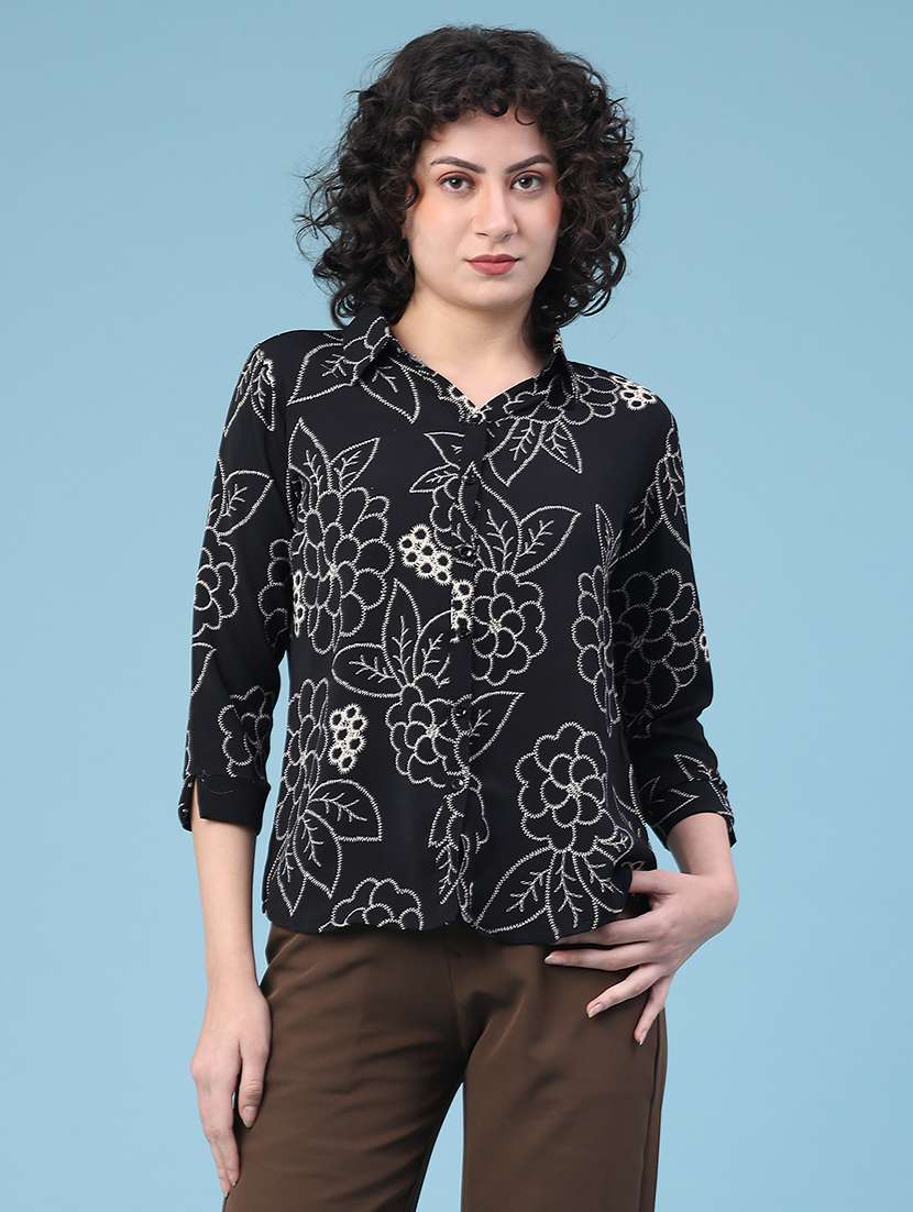 women embroidered collared shirt  - 22223010 -  Standard Image - 1