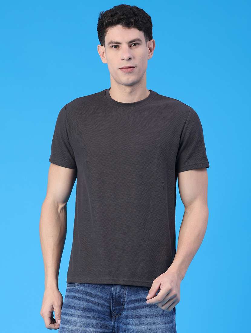 men textured short sleeve slim fit t-shirt - 22223020 -  Standard Image - 1
