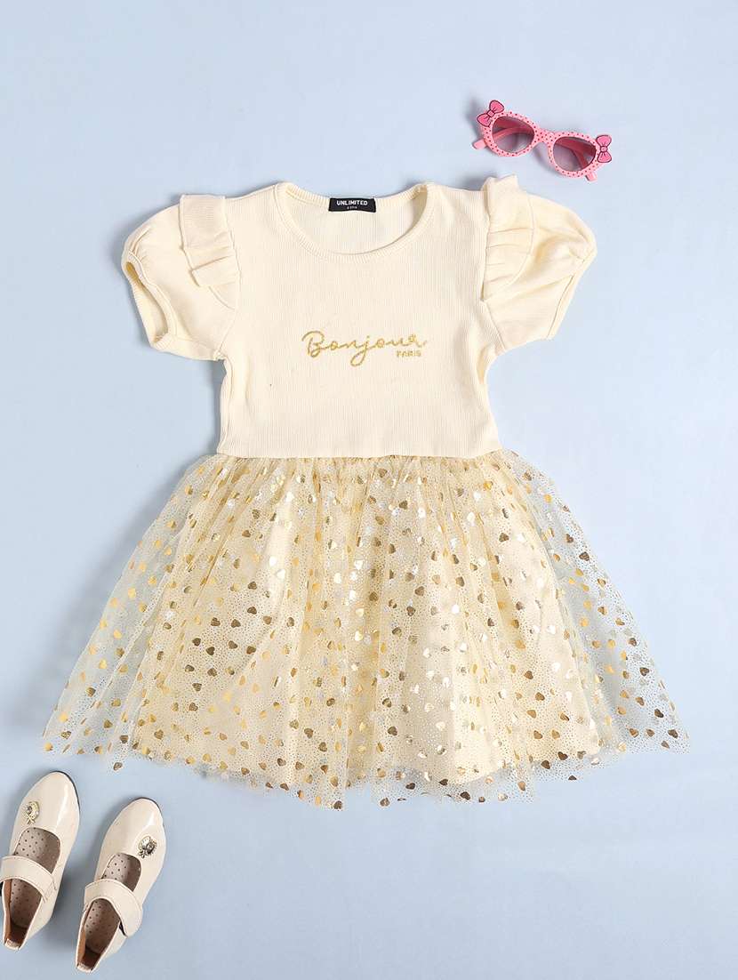 off white cotton fit & flare dress - 22223050 -  Standard Image - 1