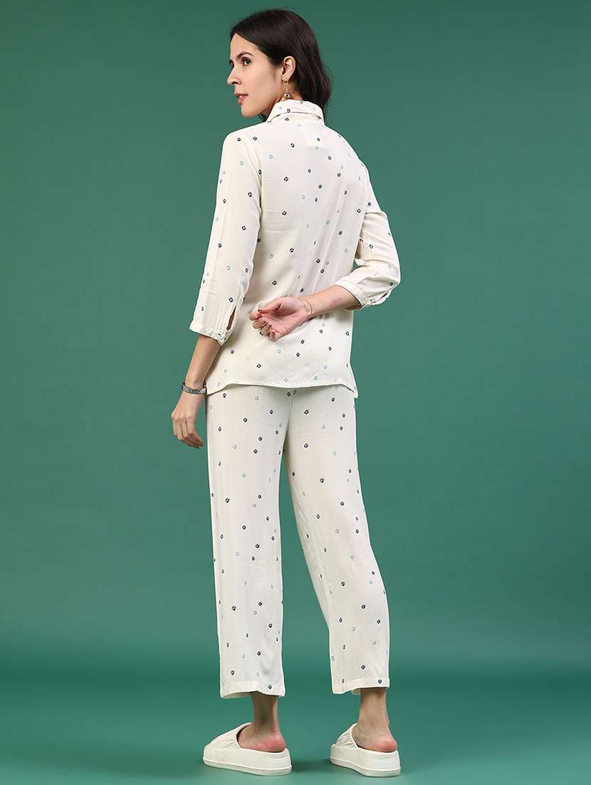 women printed three quarter sleeve shirt & trouser co-ord set - 22223104 -  Standard Image - 4