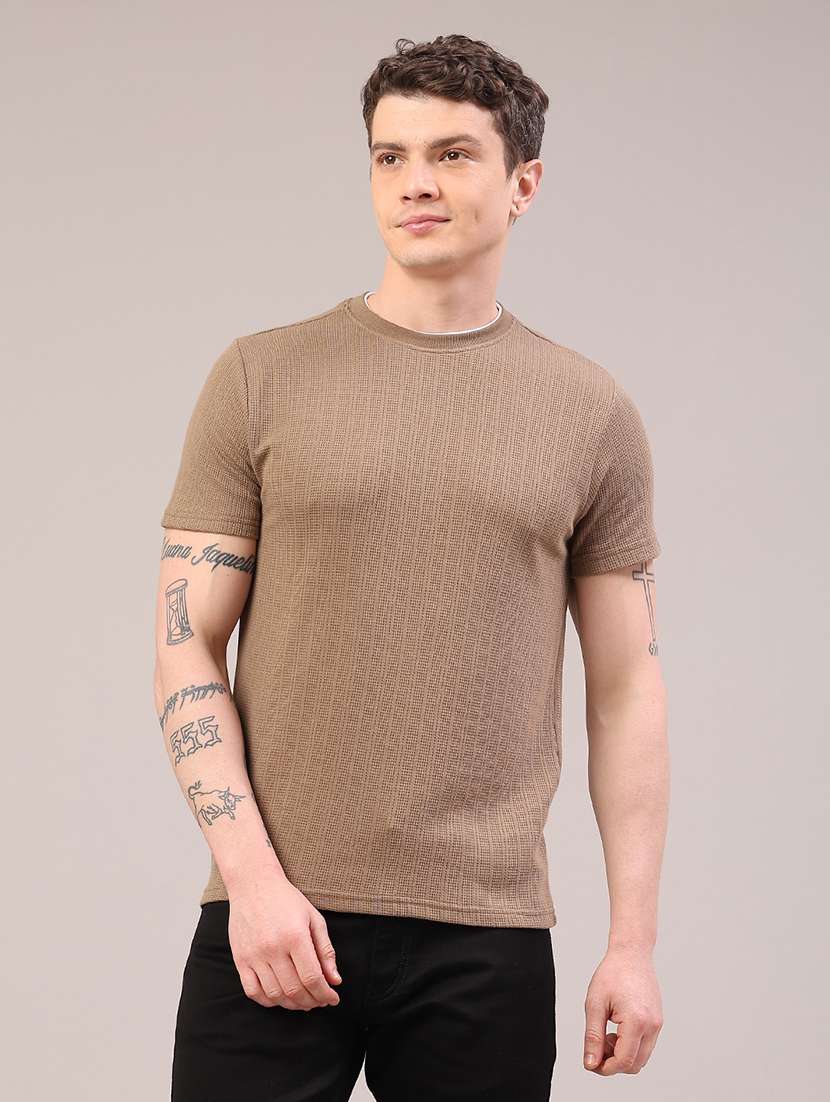 men self design short sleeve slim fit t-shirt - 22223116 -  Standard Image - 1