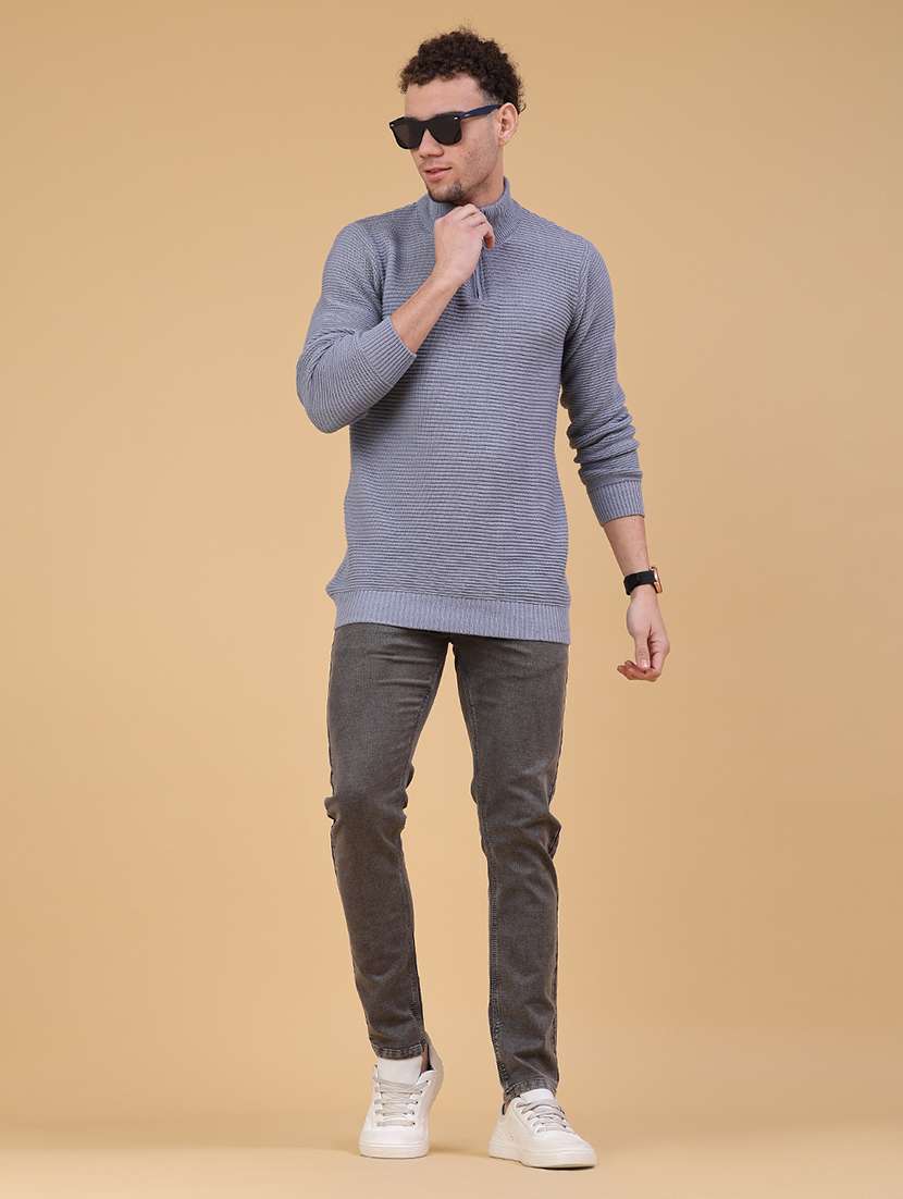 men plain mid rise full length jeans - 22223127 -  Standard Image - 4