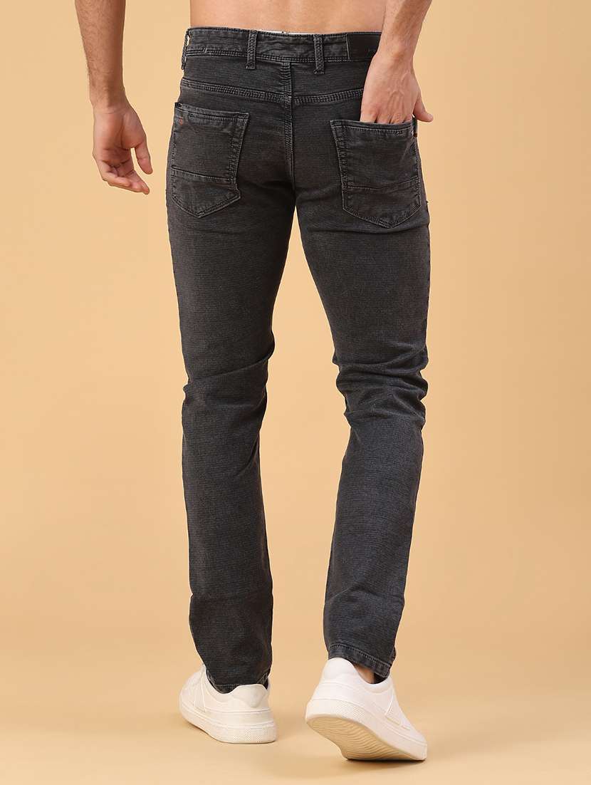 men plain mid rise full length slim fit jeans - 22223130 -  Standard Image - 4