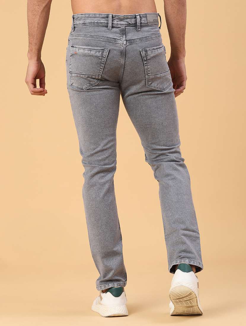 men plain mid rise full length slim fit jeans - 22223131 -  Standard Image - 4