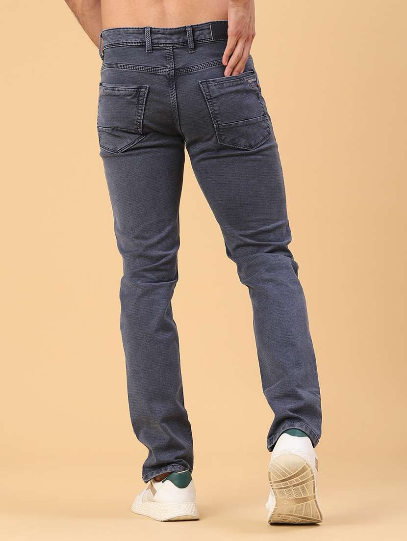 men plain mid rise full length slim fit jeans - 22223132 -  Standard Image - 4
