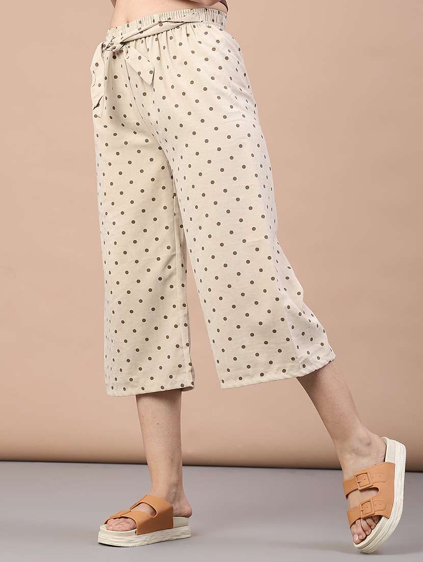 women polka dot mid rise culottes trouser - 22223143 -  Standard Image - 1