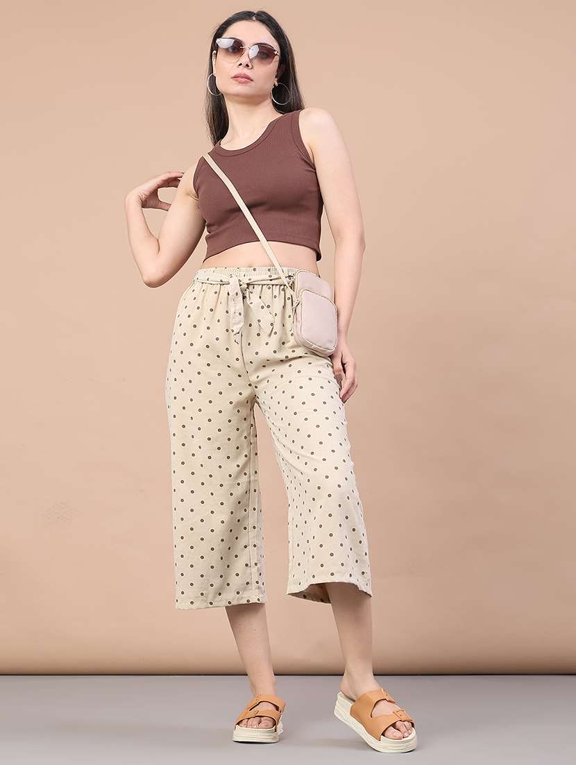 women polka dot mid rise culottes trouser - 22223143 -  Standard Image - 4