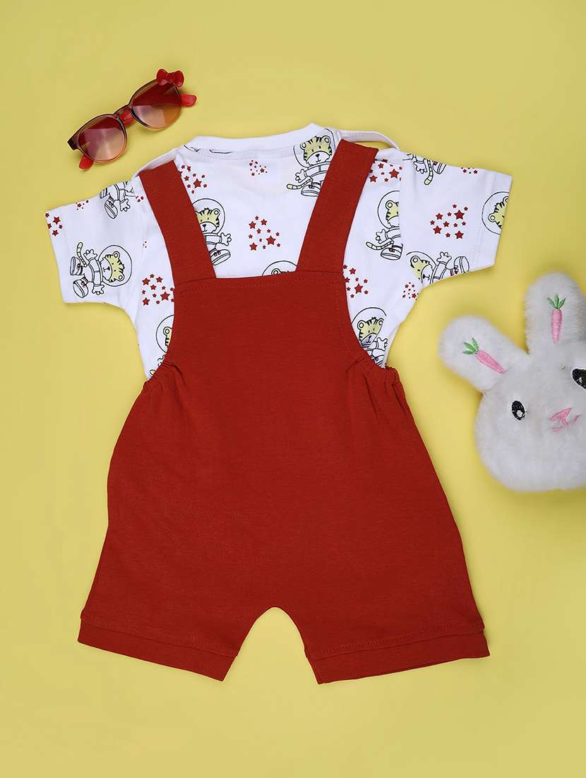 kids printed short sleeve dungaree - 22223167 -  Standard Image - 1