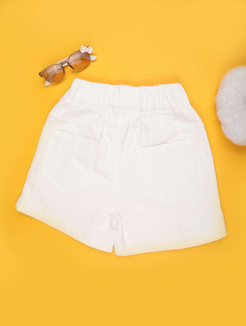 girls solid mid rise shorts - 22223189 -  Standard Image - 1