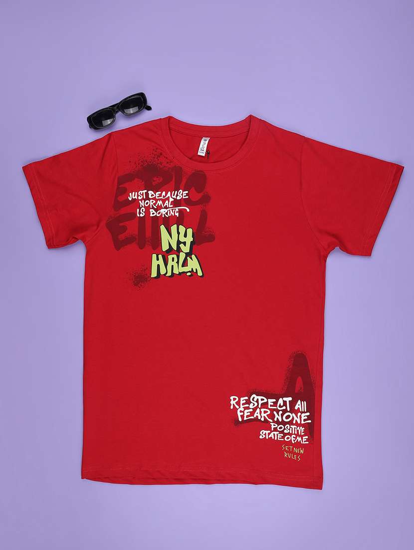 boys red cotton blend t-shirt - 22223231 -  Standard Image - 1