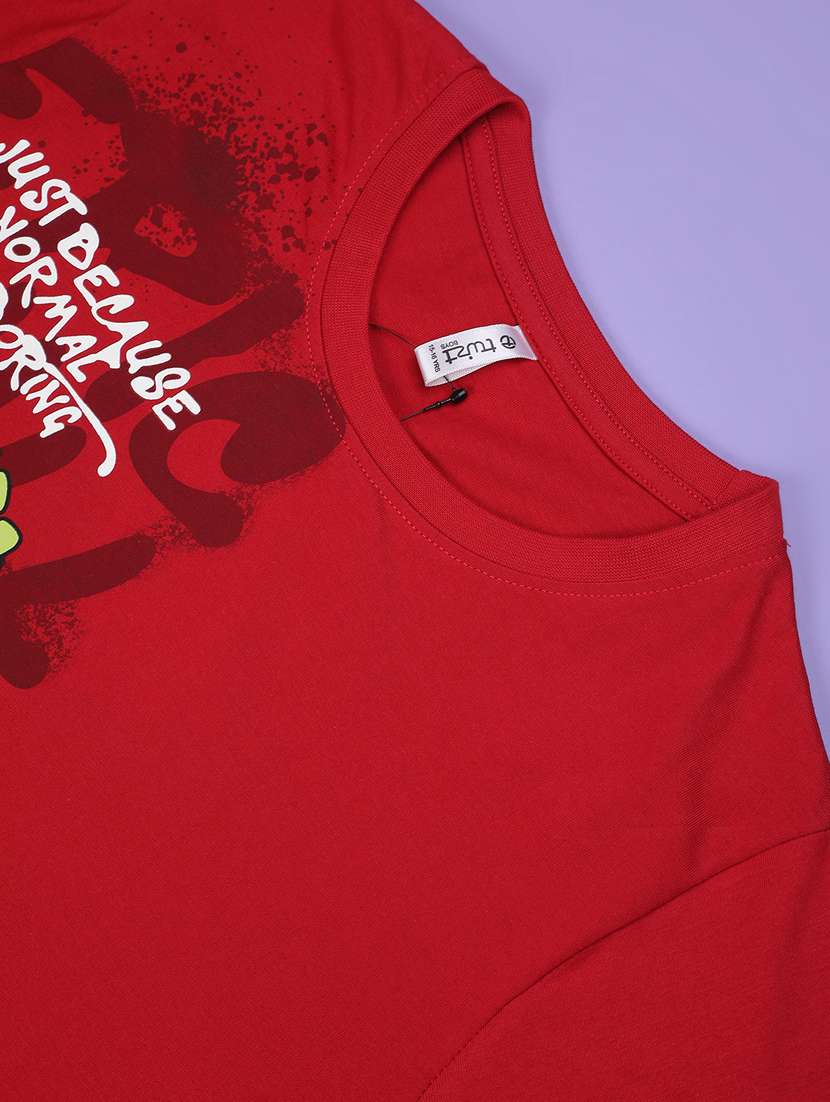 boys red cotton blend t-shirt - 22223231 -  Standard Image - 4