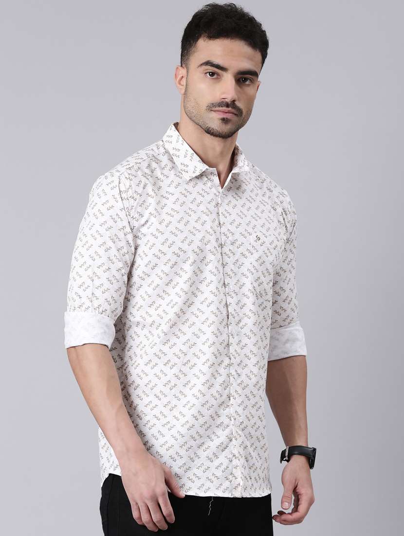 men printed long sleeve slim fit casual shirt - 22223376 -  Standard Image - 1