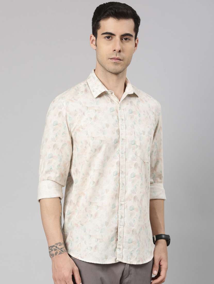men printed long sleeve slim fit casual shirt - 22223378 -  Standard Image - 1