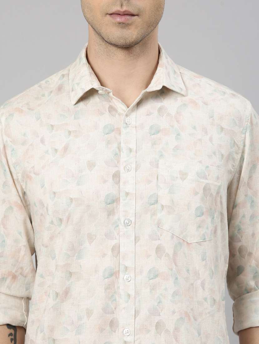 men printed long sleeve slim fit casual shirt - 22223378 -  Standard Image - 4