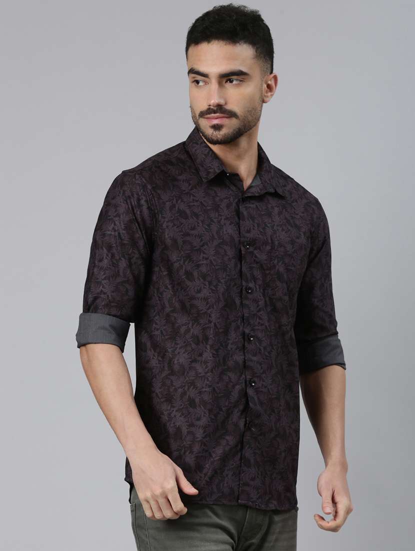 men printed long sleeve slim fit casual shirt - 22223380 -  Standard Image - 1