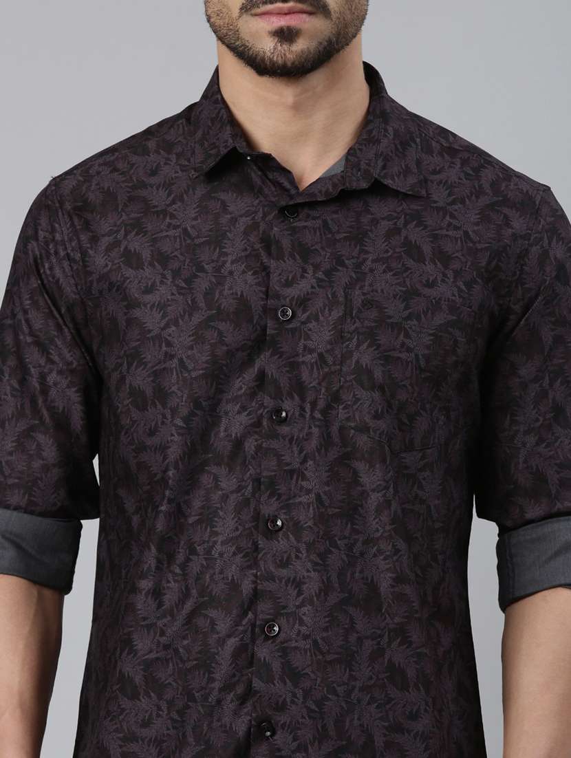 men printed long sleeve slim fit casual shirt - 22223380 -  Standard Image - 4