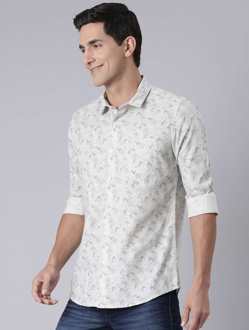 men printed long sleeve slim fit casual shirt - 22223381 -  Standard Image - 1