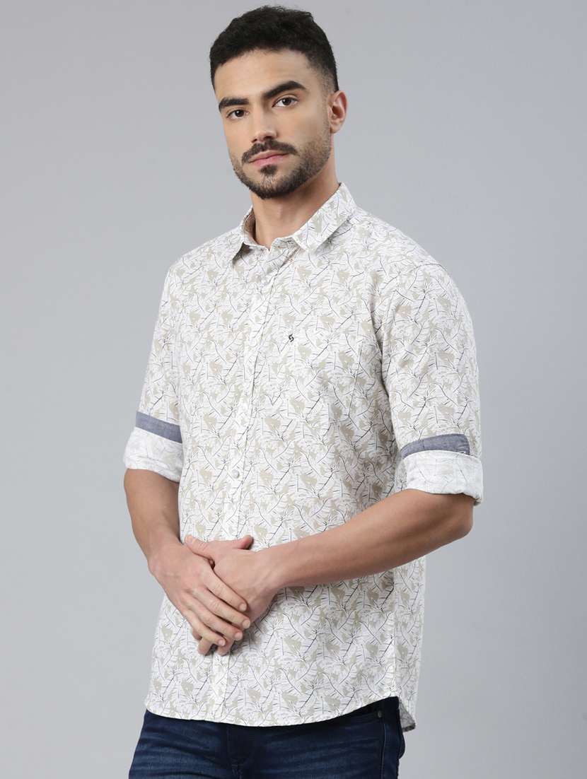 men printed long sleeve slim fit casual shirt - 22223382 -  Standard Image - 1