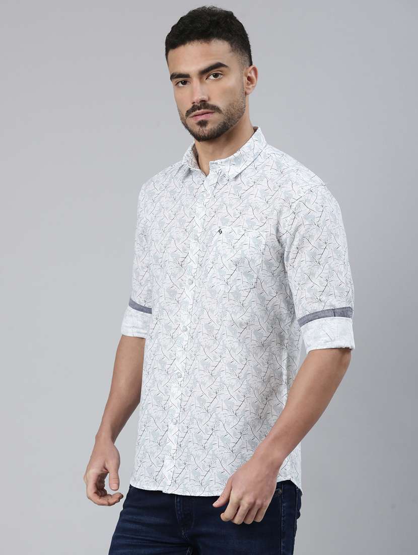 men printed long sleeve slim fit casual shirt - 22223383 -  Standard Image - 1