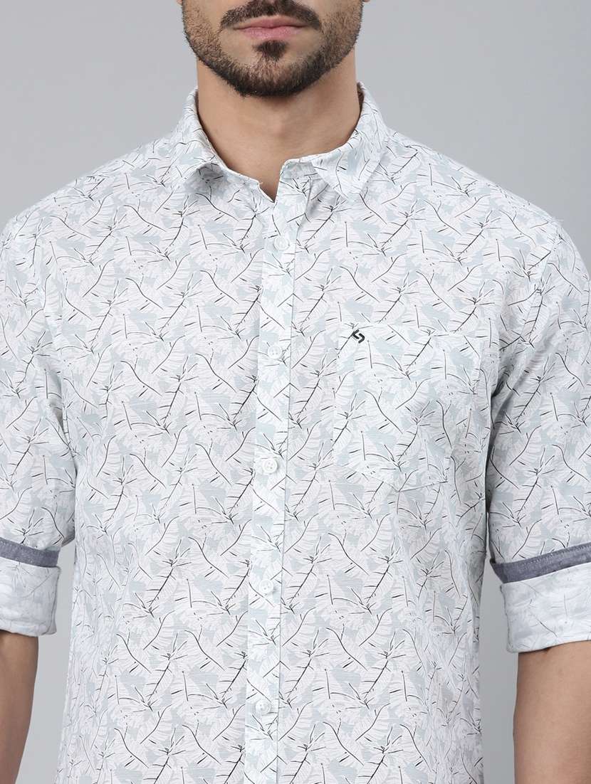 men printed long sleeve slim fit casual shirt - 22223383 -  Standard Image - 4