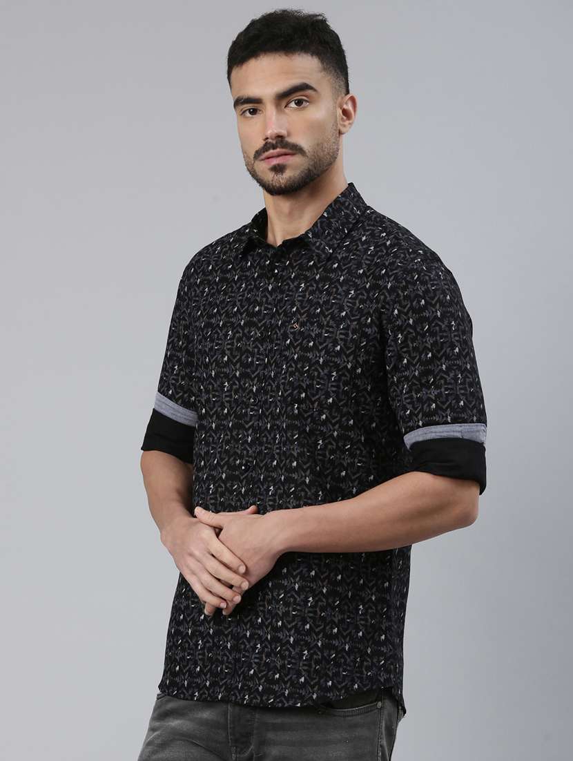 men printed long sleeve slim fit casual shirt - 22223384 -  Standard Image - 1