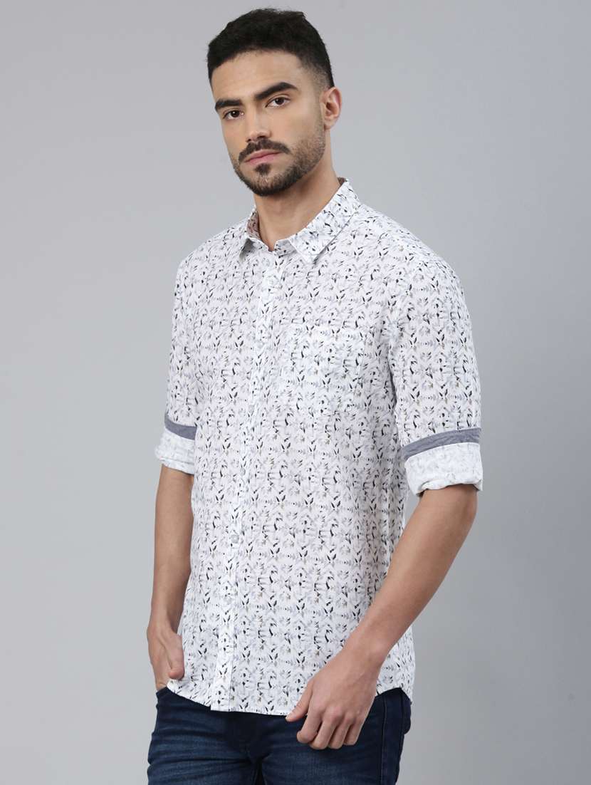 men printed long sleeve slim fit casual shirt - 22223385 -  Standard Image - 1