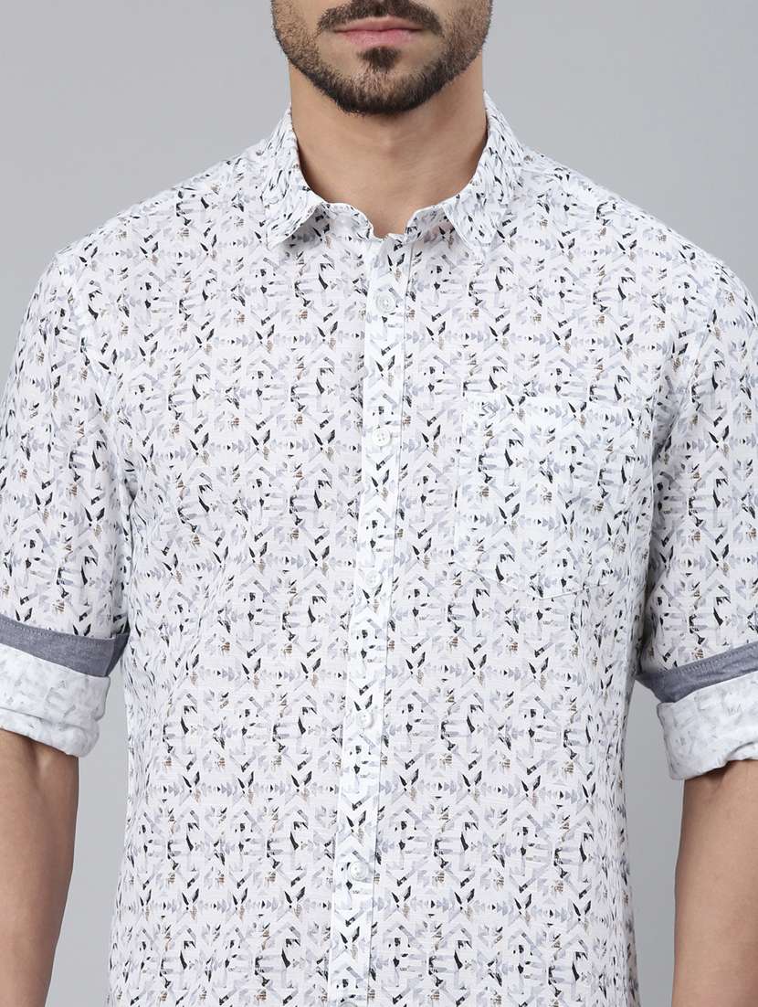 men printed long sleeve slim fit casual shirt - 22223385 -  Standard Image - 4