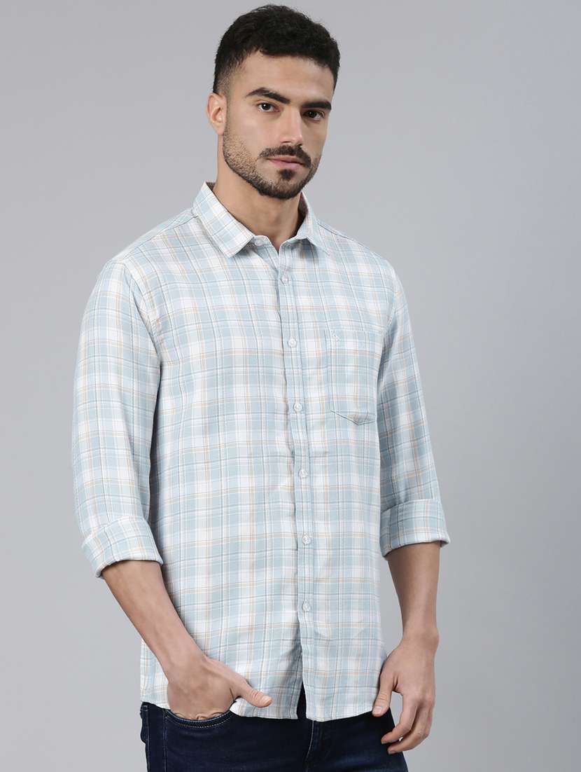 men checkered long sleeve slim fit casual shirt - 22223389 -  Standard Image - 1