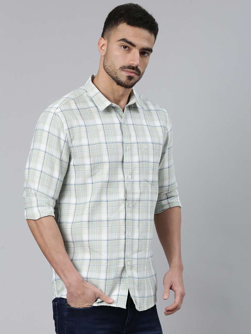men checkered long sleeve slim fit casual shirt - 22223390 -  Standard Image - 1