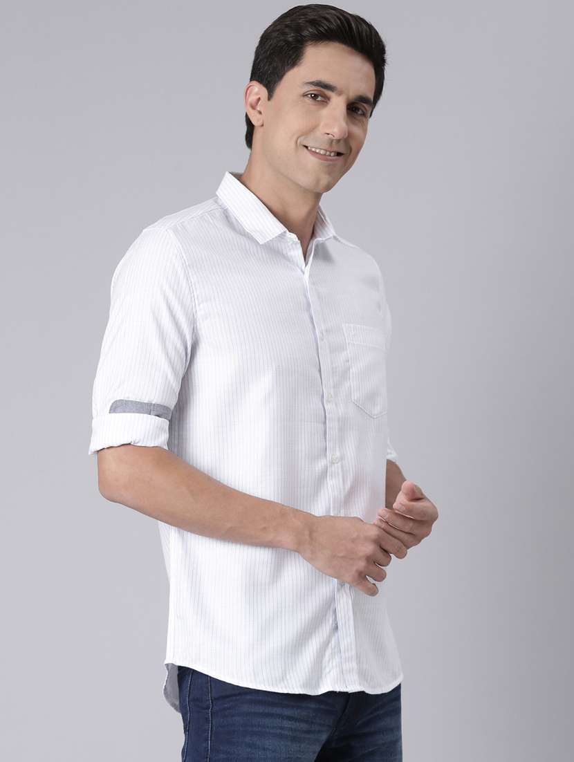 men striped long sleeve slim fit casual shirt - 22223391 -  Standard Image - 1