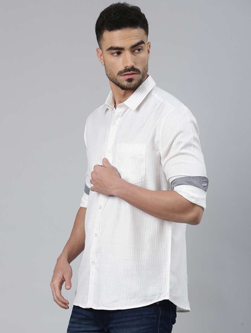 men striped long sleeve slim fit casual shirt - 22223392 -  Standard Image - 1