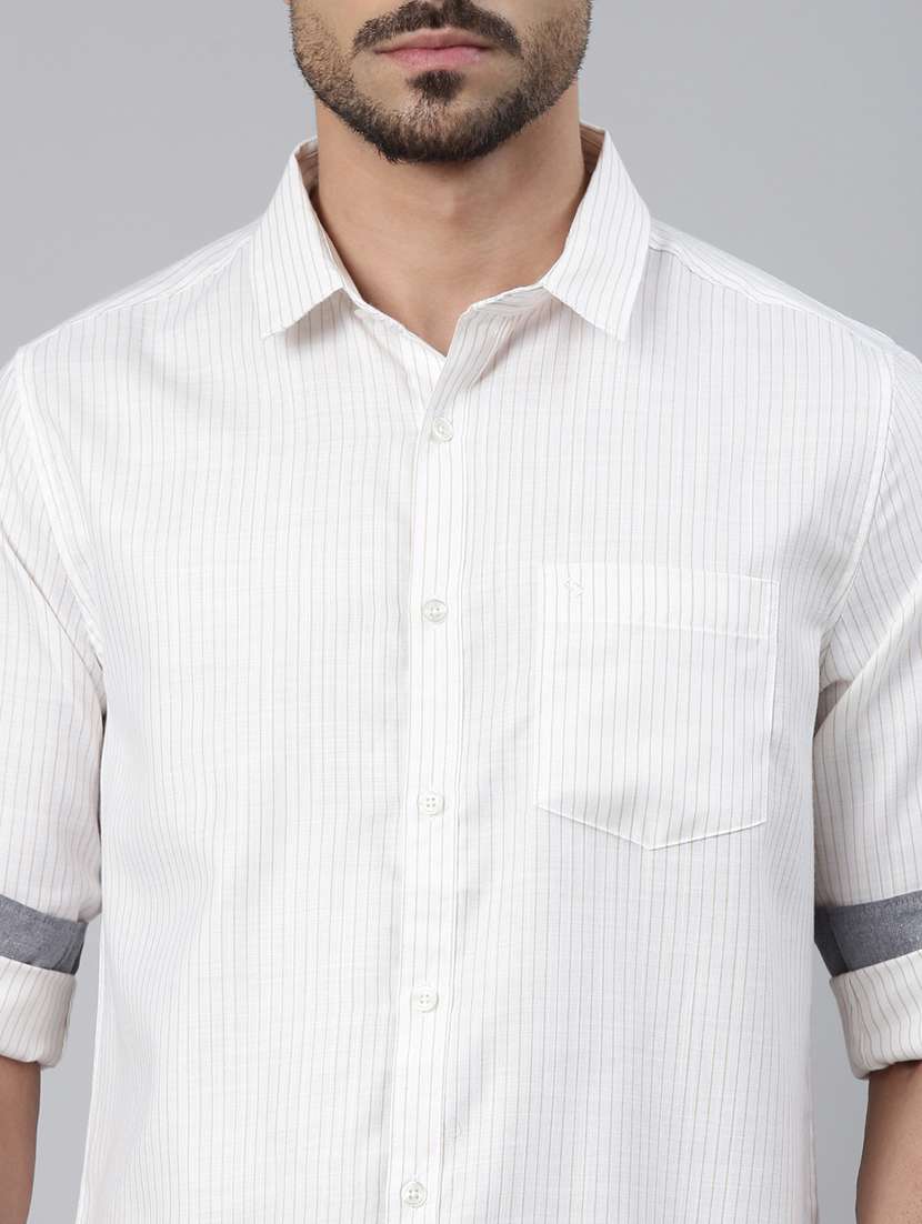 men striped long sleeve slim fit casual shirt - 22223392 -  Standard Image - 4