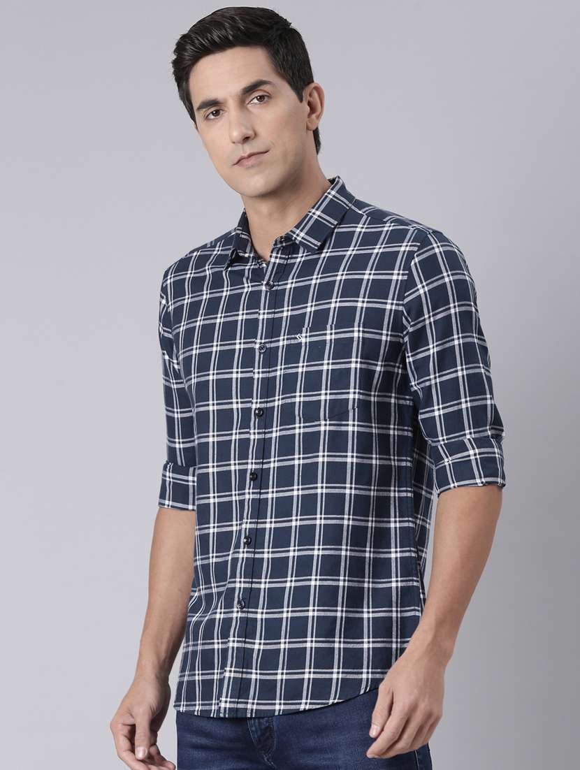 men checkered long sleeve slim fit casual shirt - 22223393 -  Standard Image - 1