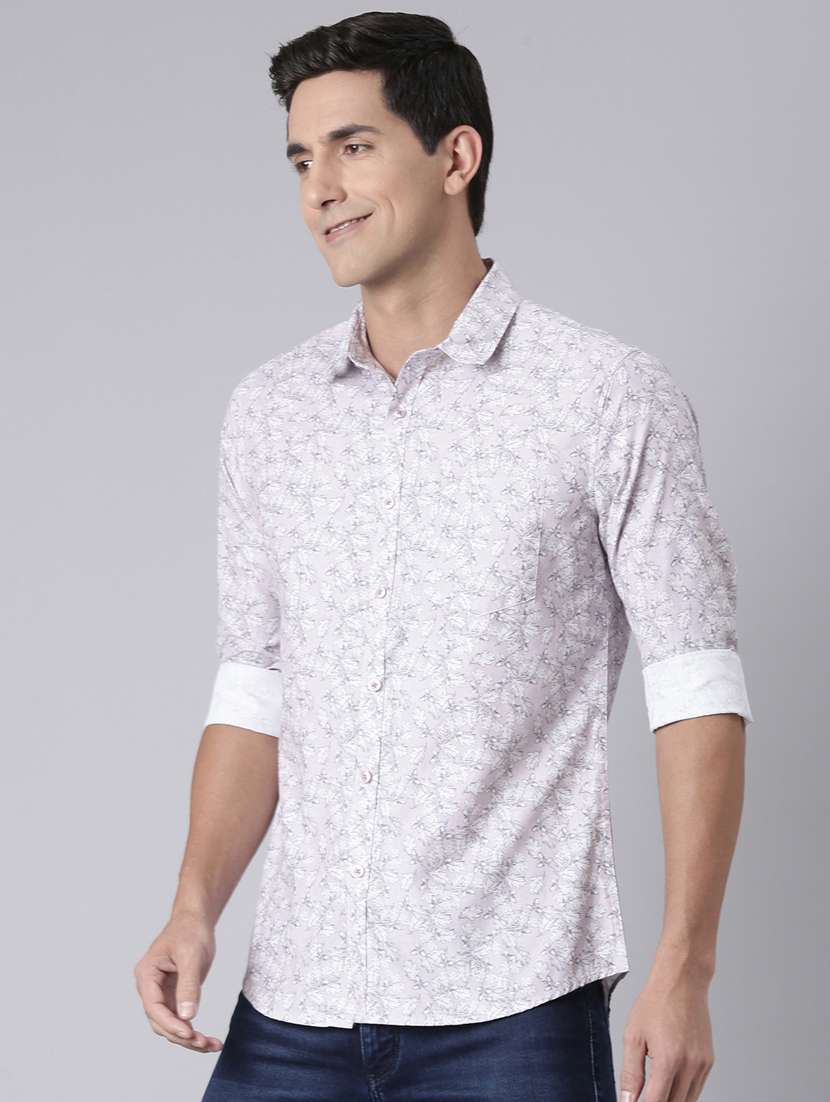 men printed long sleeve slim fit casual shirt - 22223394 -  Standard Image - 1