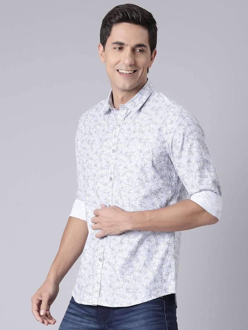 men printed long sleeve slim fit casual shirt - 22223395 -  Standard Image - 1