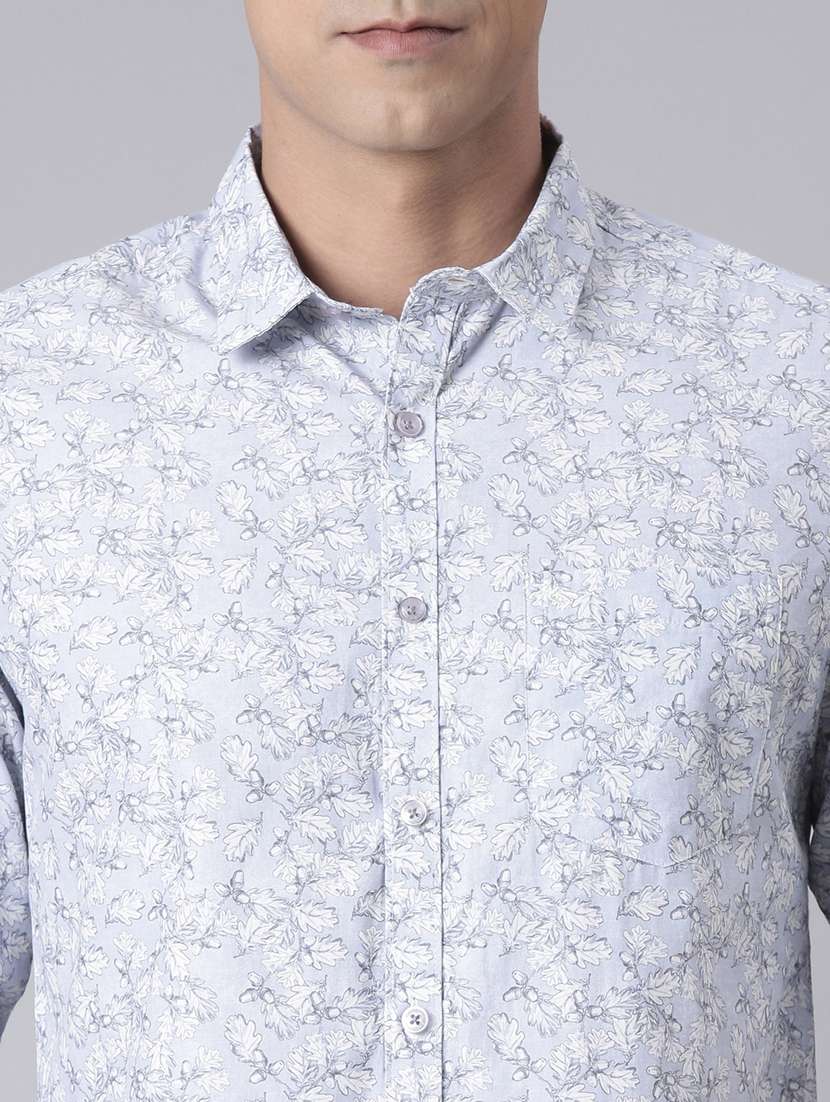 men printed long sleeve slim fit casual shirt - 22223395 -  Standard Image - 4