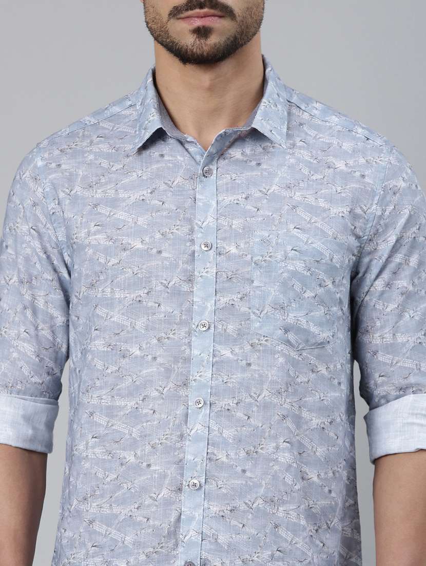 men printed long sleeve slim fit casual shirt - 22223396 -  Standard Image - 4