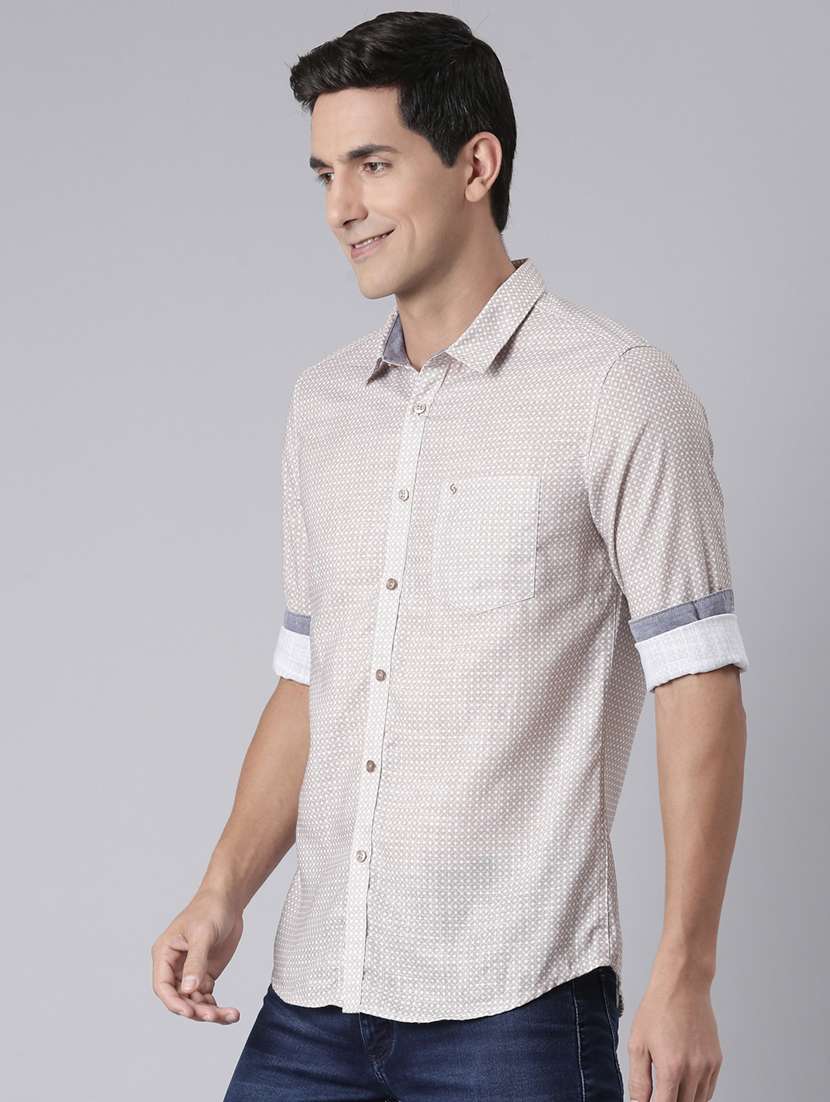 men printed long sleeve slim fit casual shirt - 22223398 -  Standard Image - 1