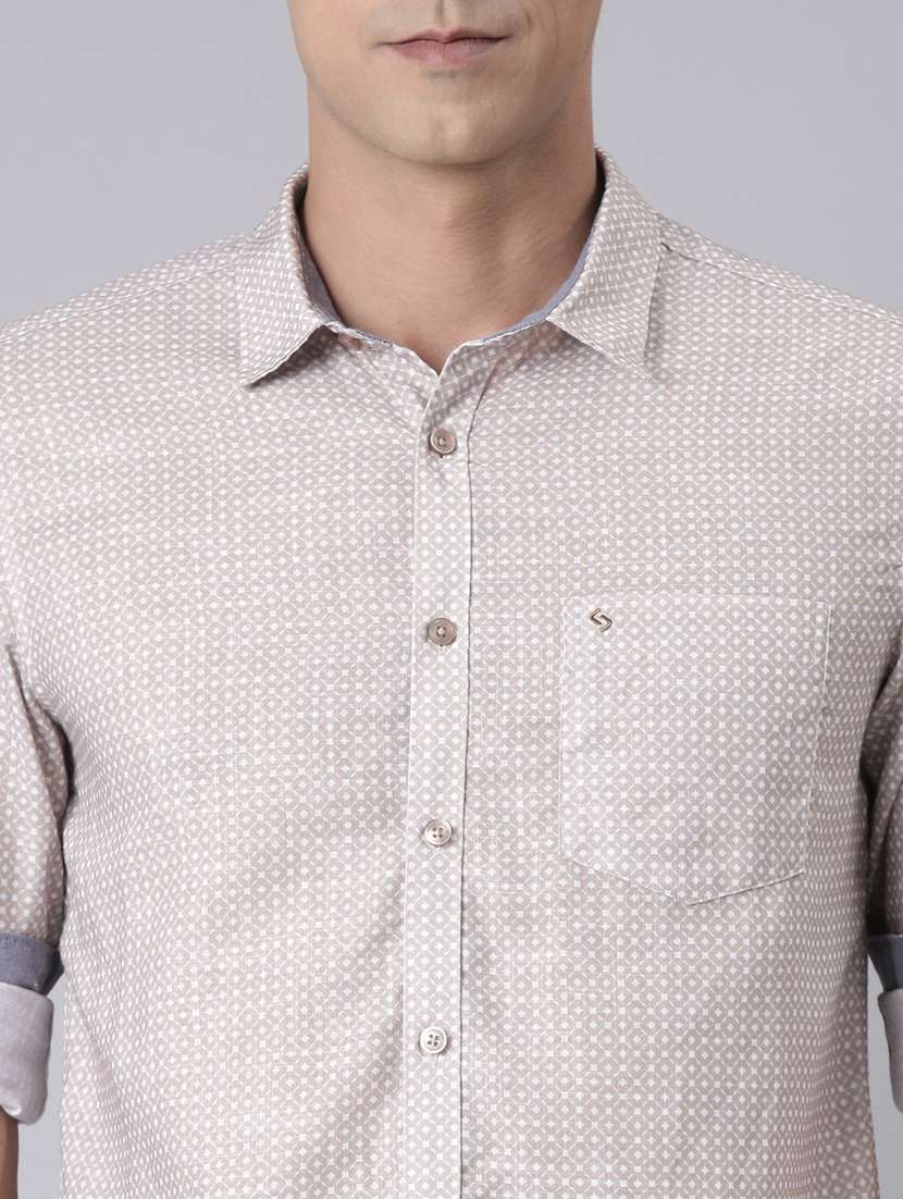 men printed long sleeve slim fit casual shirt - 22223398 -  Standard Image - 4