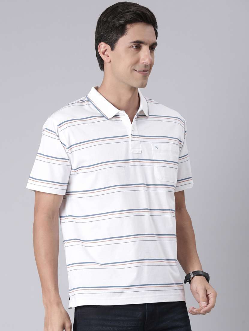 men striped short sleeve regular fit polo t-shirt - 22223401 -  Standard Image - 1