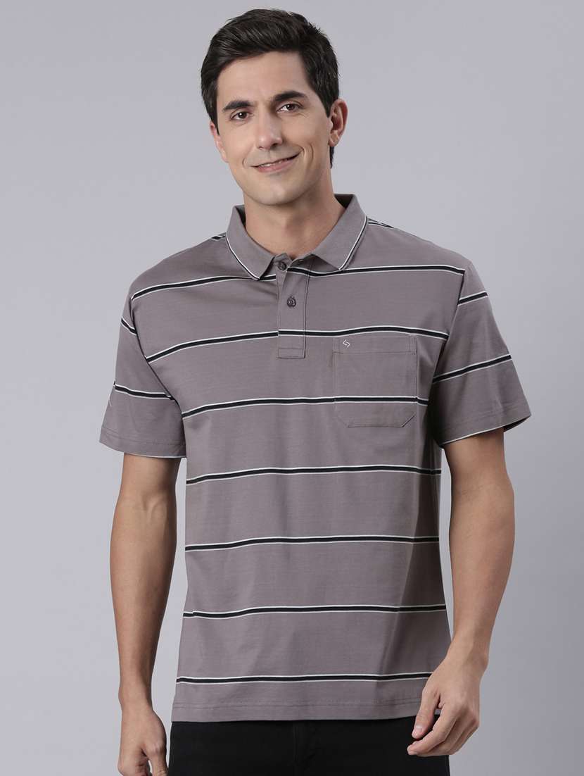 men striped short sleeve regular fit polo t-shirt