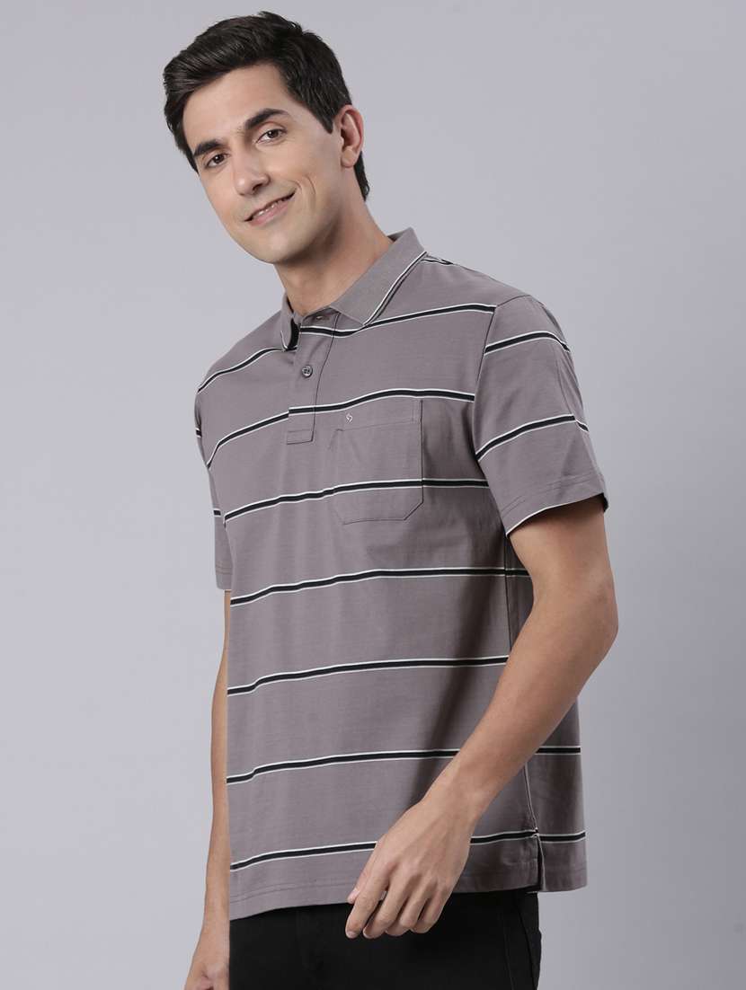men striped short sleeve regular fit polo t-shirt - 22223406 -  Standard Image - 1