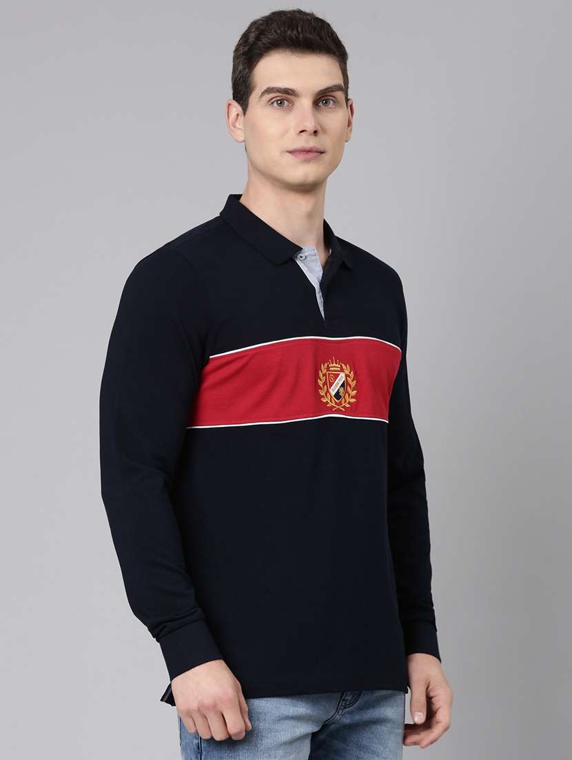 men color block long sleeve regular fit t-shirt - 22223414 -  Standard Image - 1