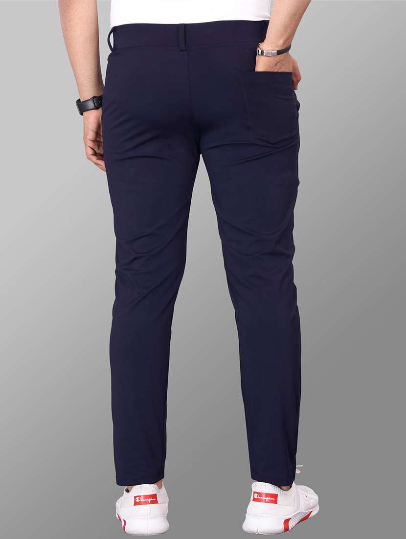 men solid mid rise flat front casual trouser - 22223505 -  Standard Image - 4