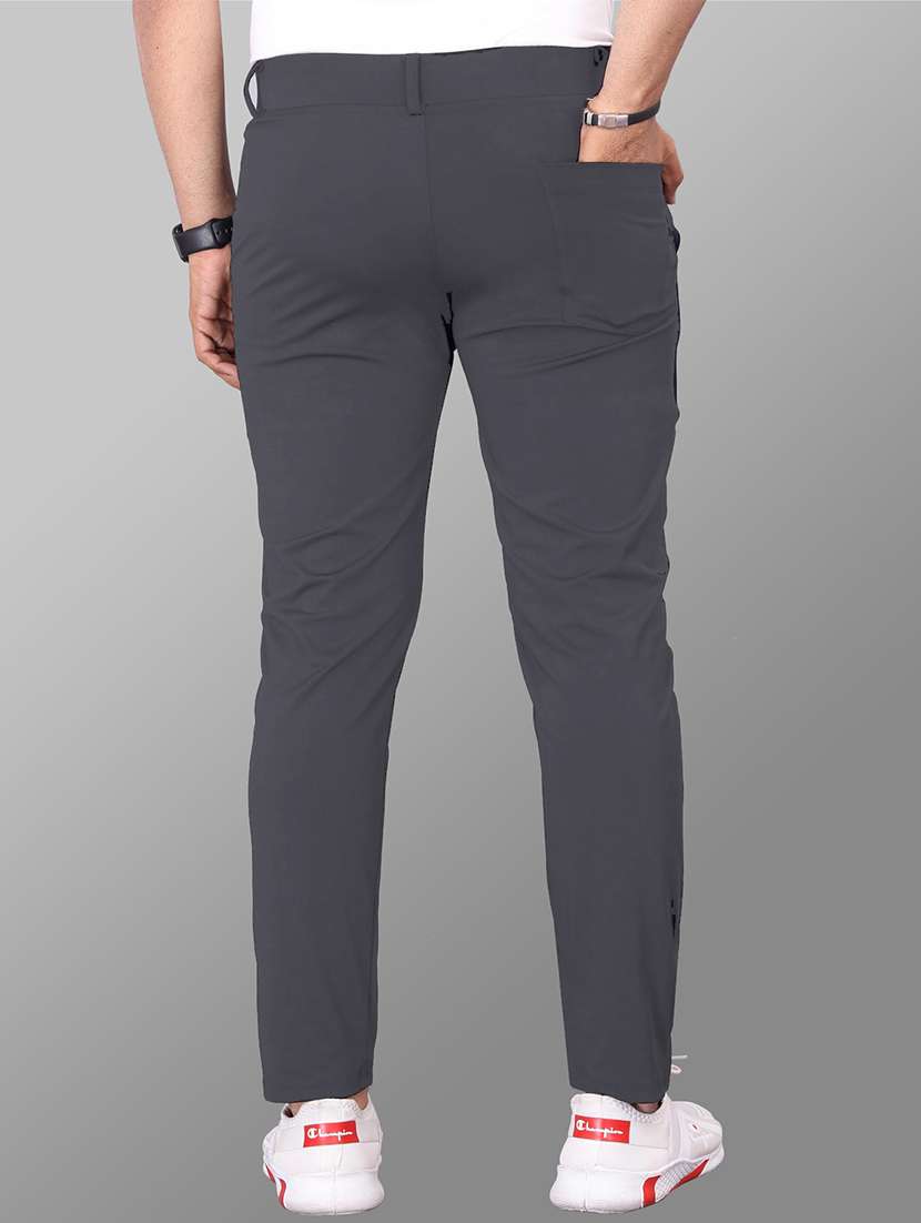 men solid mid rise flat front casual trouser - 22223506 -  Standard Image - 4