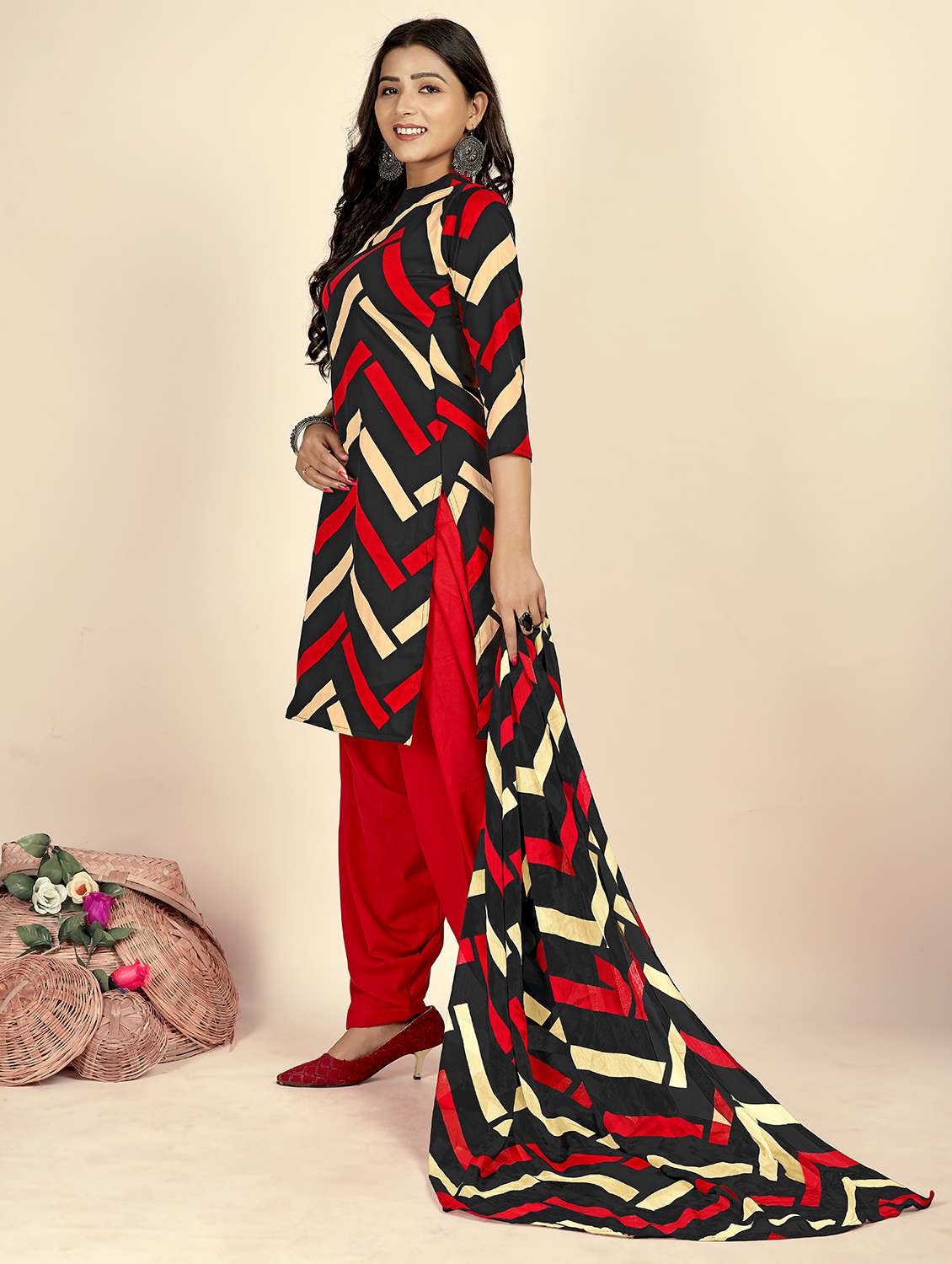 women geometric unstitched salwar suit set - 22223518 -  Standard Image - 1