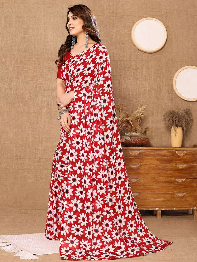 women printed casual wear saree with blouse - 22223534 -  Standard Image - 1