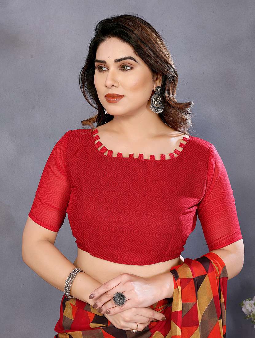 women printed casual wear saree with blouse - 22223576 -  Standard Image - 4