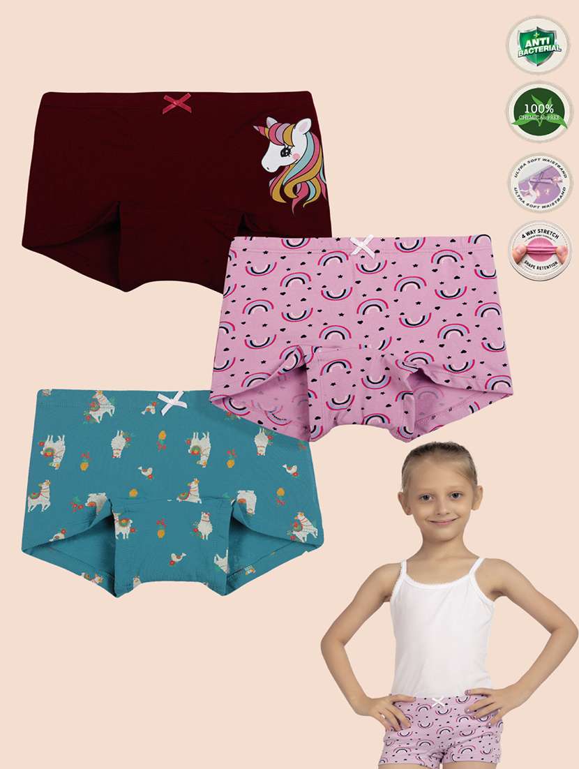girls pack of 3 printed bloomer - 22223581 -  Standard Image - 1