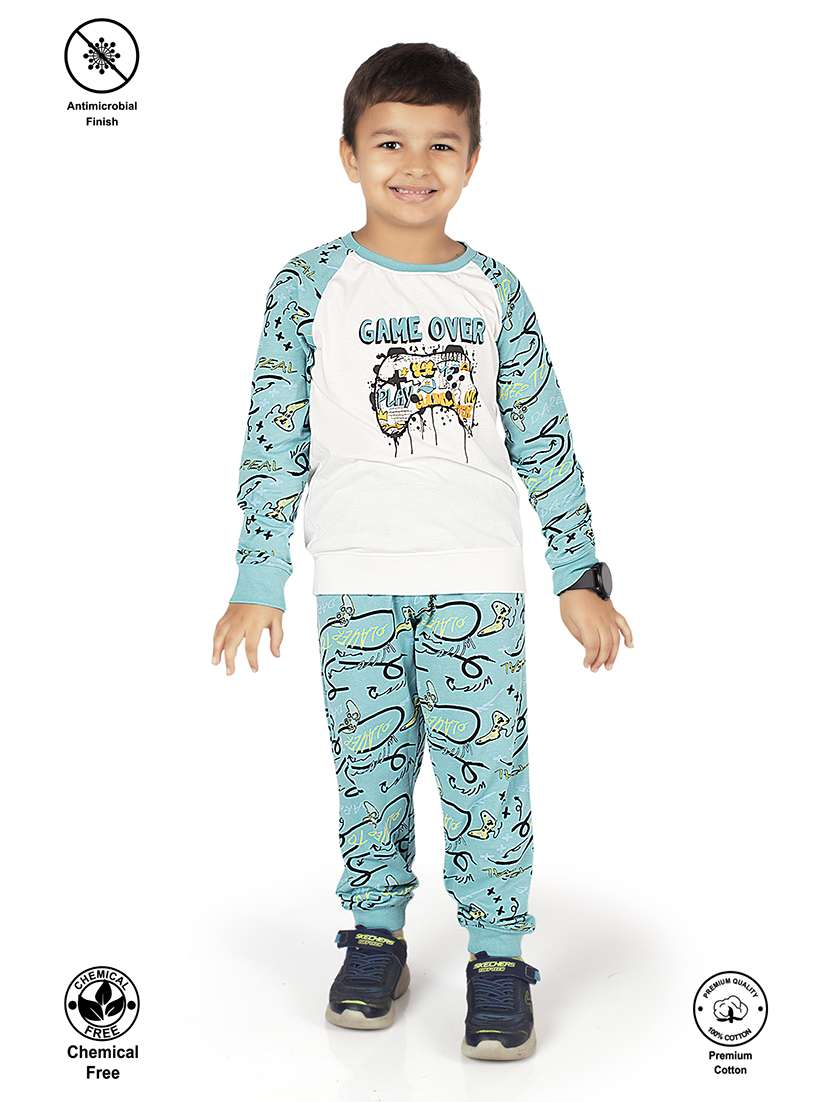 boys printed full length co-ord set - 22223586 -  Standard Image - 1